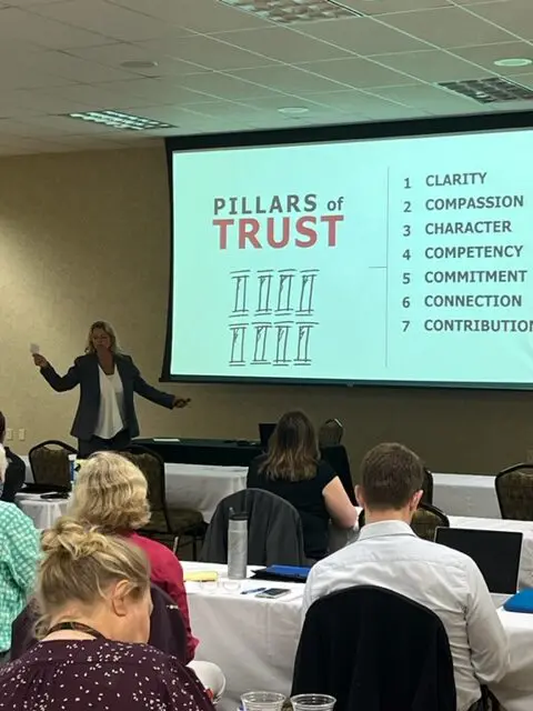 Presentation on pillars of trust in conference.
